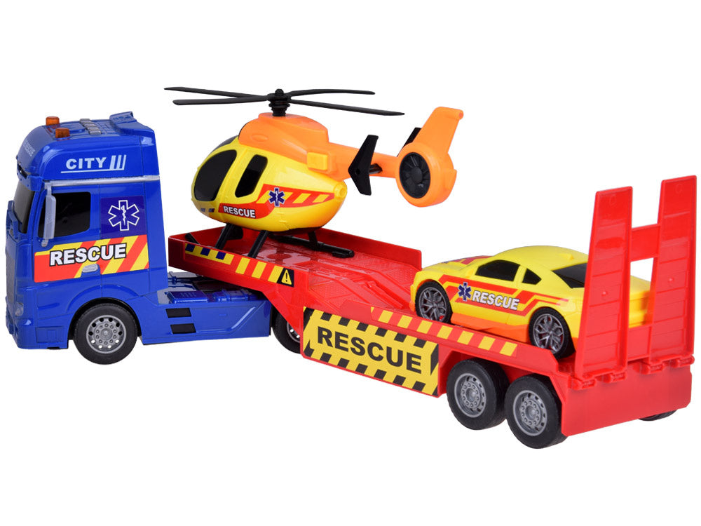 Interaktyvus gelbėjimo sunkvežimis su sraigtasparniu ir automobiliu