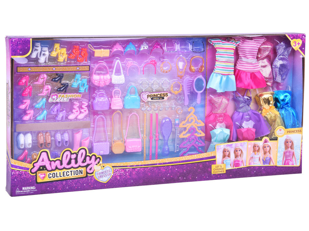 Turtingas drabužių ir aksesuarų rinkinys lėlei Anlily