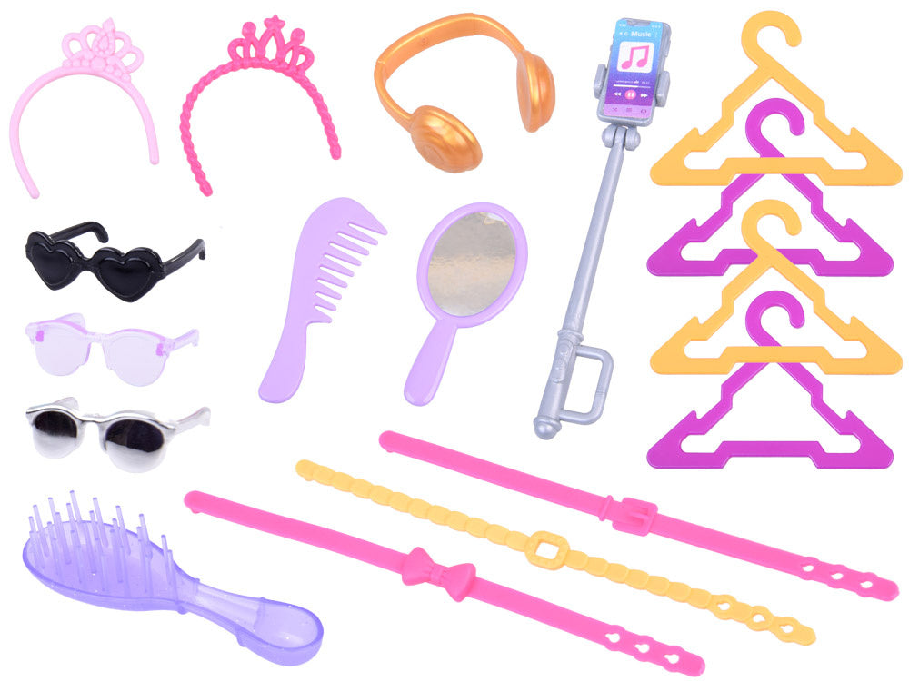 Turtingas drabužių ir aksesuarų rinkinys lėlei Anlily