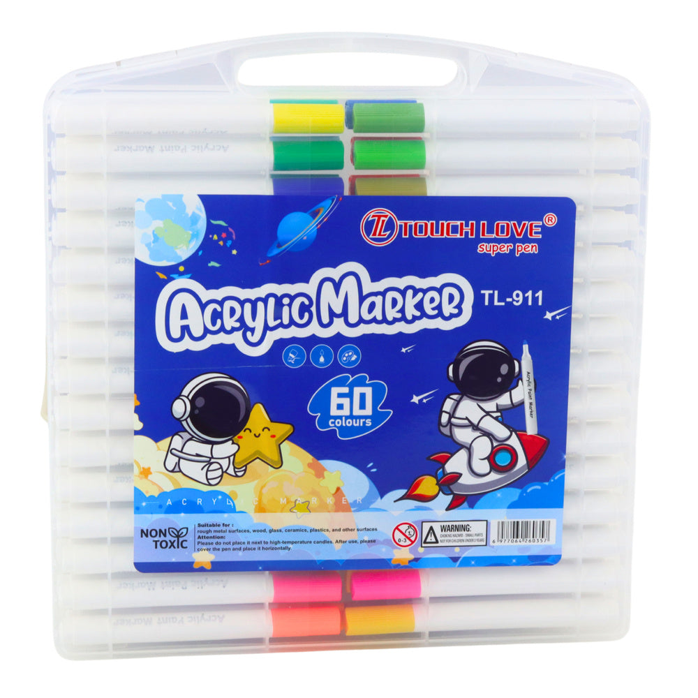 Akrilinių žymeklių rinkinys organizatoriuje, 60 vnt.