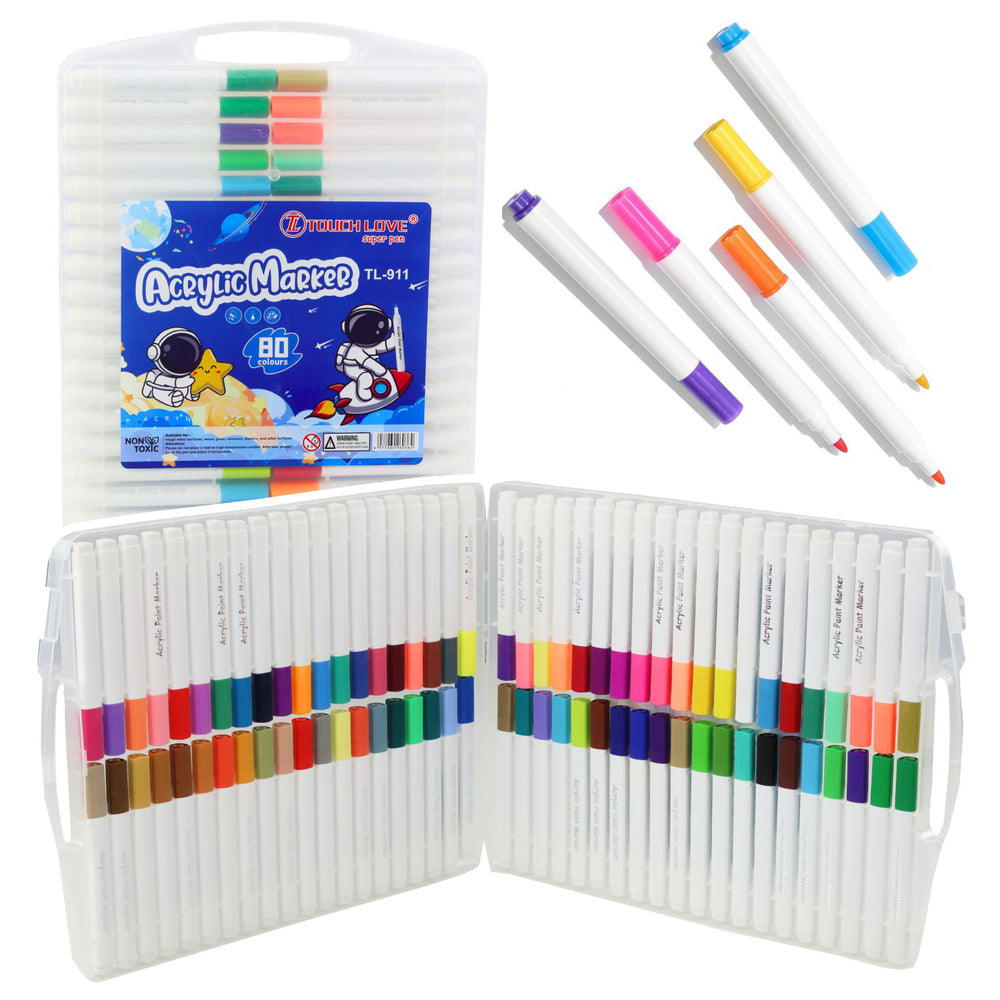 Akrilinių žymeklių rinkinys organizatoriuje, 80 vnt.