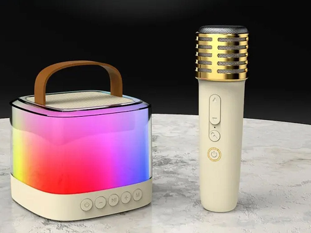 Nešiojamas belaidis garsiakalbis su 2 mikrofonais ir „Bluetooth“