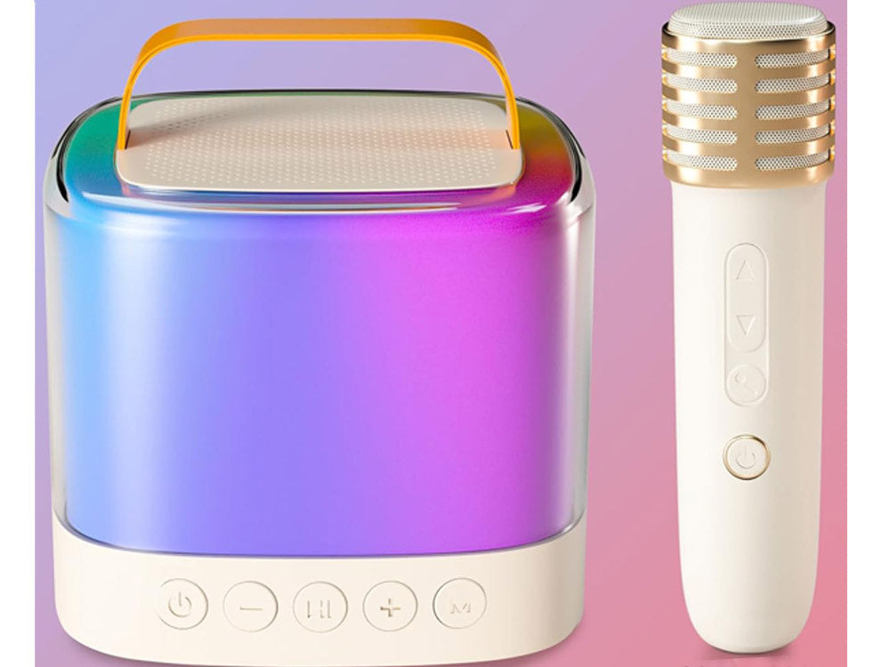 Nešiojamas belaidis garsiakalbis su 2 mikrofonais ir „Bluetooth“