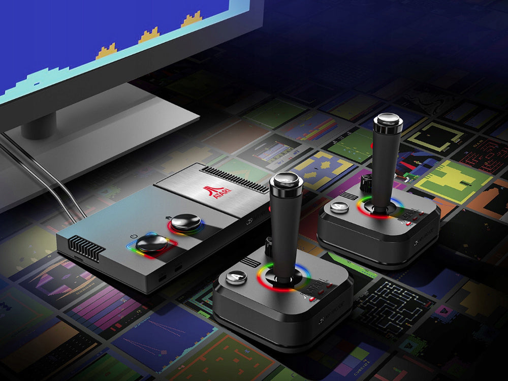 Retro televizoriaus konsolė su vairalazdėmis ATARI