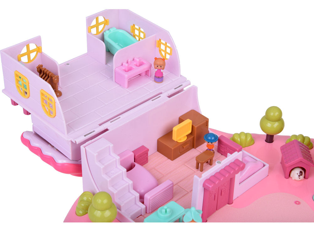 Interaktyvus magnetinis namelis su judančiomis dalimis, rožinis