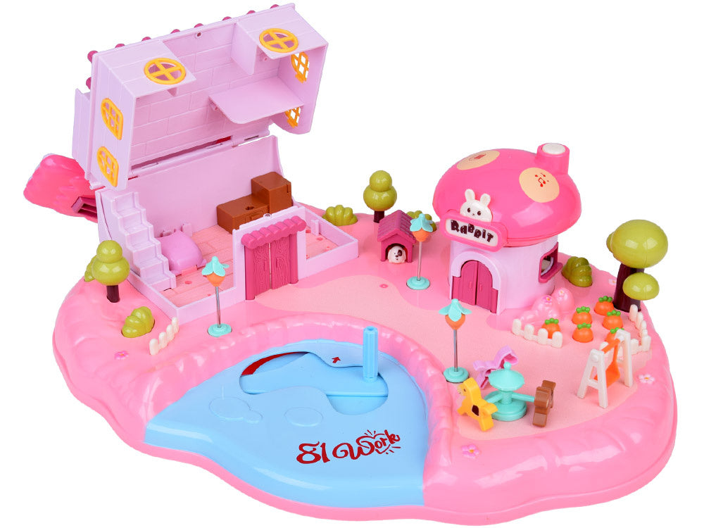 Interaktyvus magnetinis namelis su judančiomis dalimis, rožinis