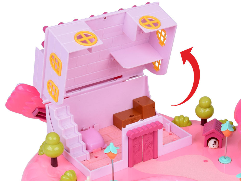 Interaktyvus magnetinis namelis su judančiomis dalimis, rožinis