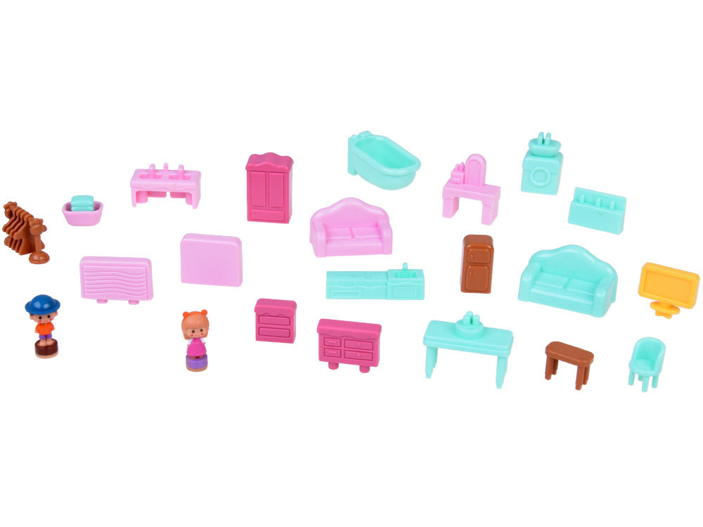 Interaktyvus magnetinis namelis su judančiomis dalimis, rožinis