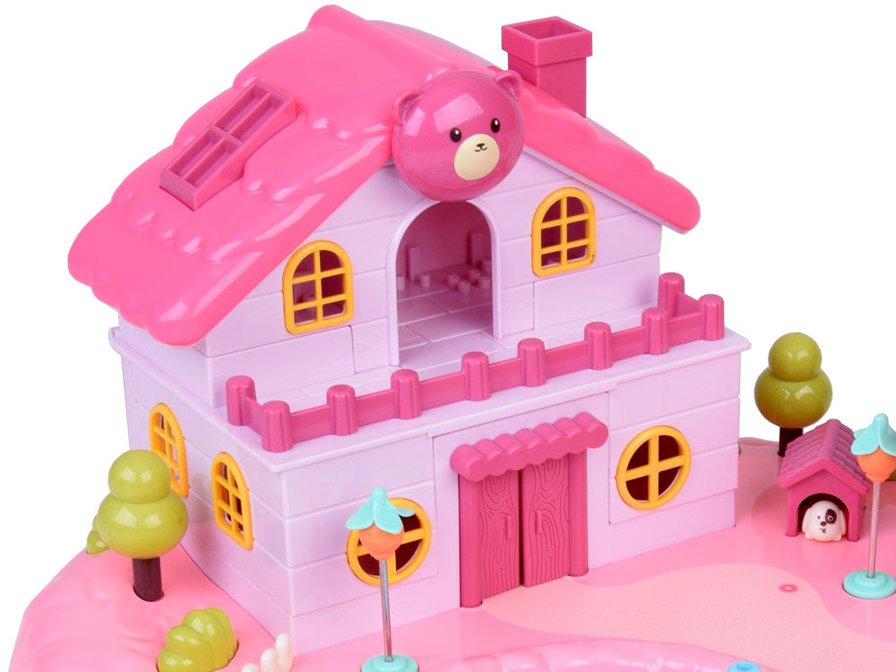 Interaktyvus magnetinis namelis su judančiomis dalimis, rožinis