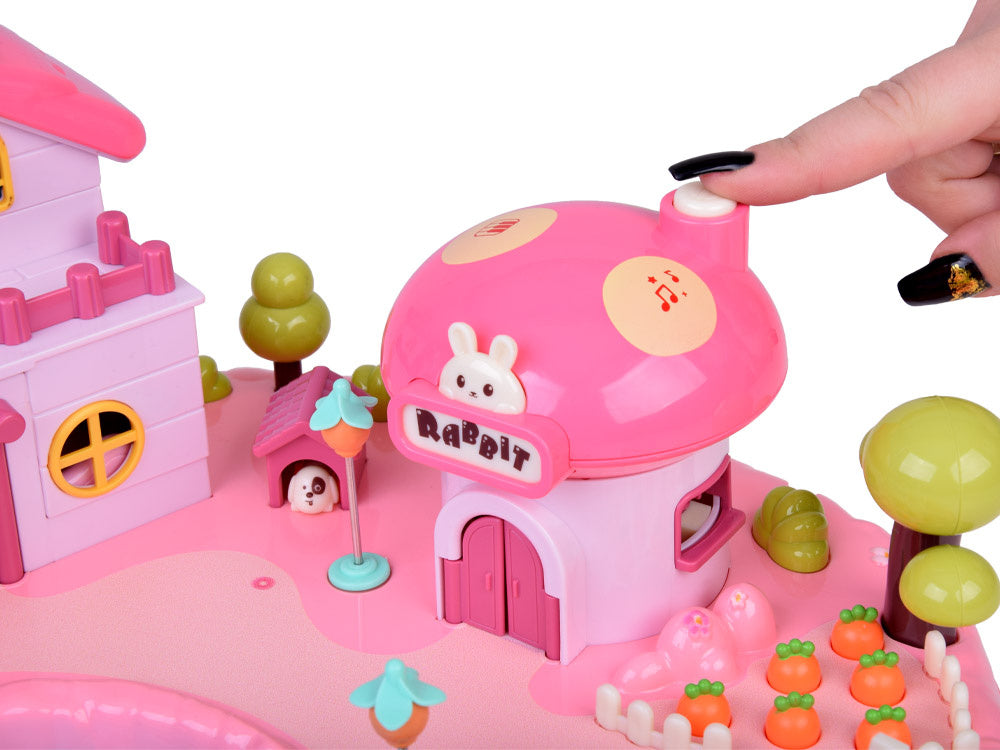 Interaktyvus magnetinis namelis su judančiomis dalimis, rožinis