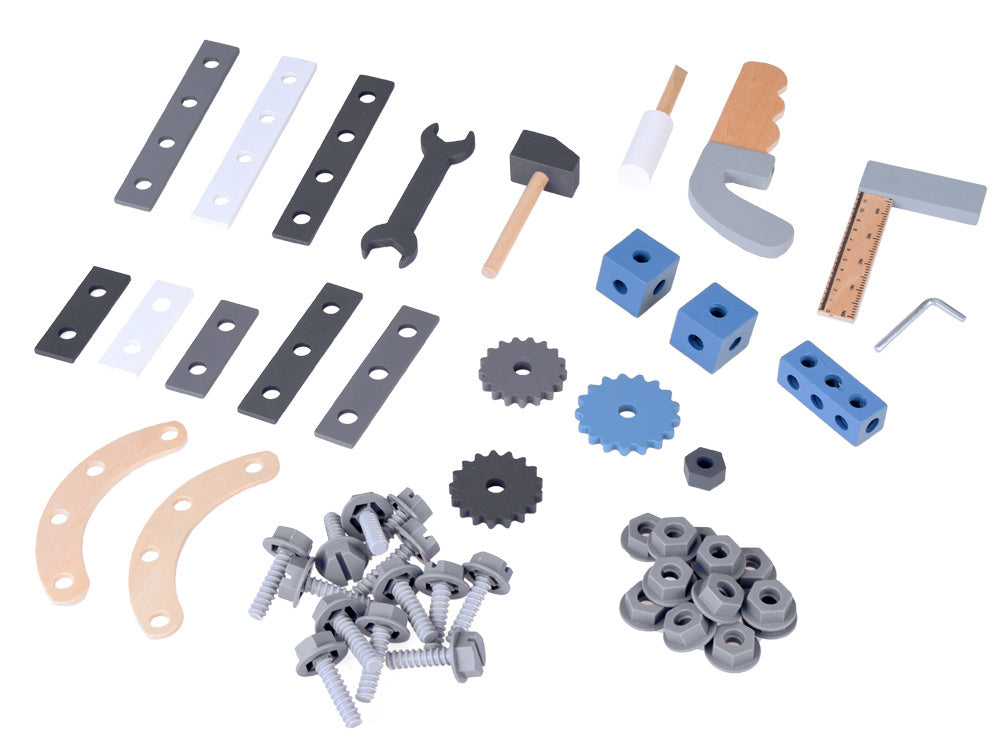 Didelis medinių dirbtuvių įrankių rinkinys vaikams