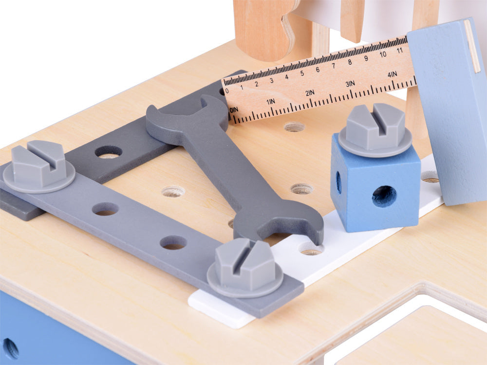 Didelis medinių dirbtuvių įrankių rinkinys vaikams