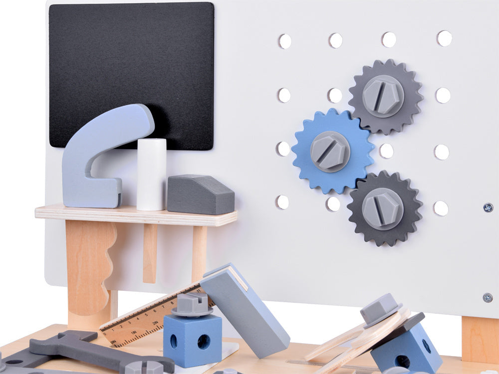 Didelis medinių dirbtuvių įrankių rinkinys vaikams