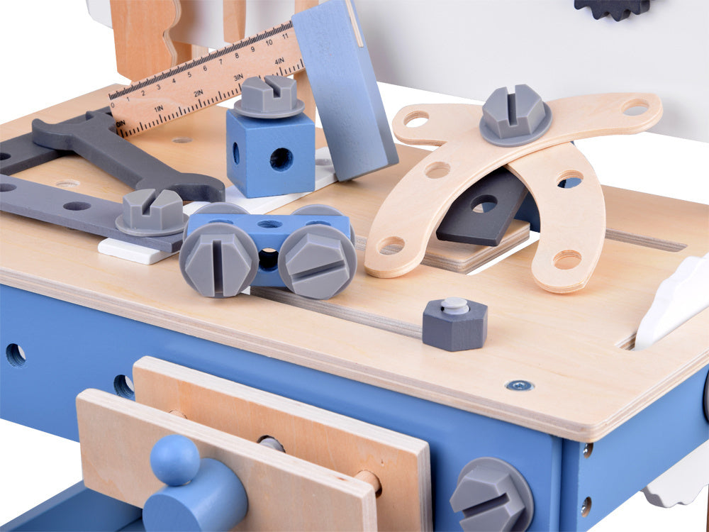 Didelis medinių dirbtuvių įrankių rinkinys vaikams