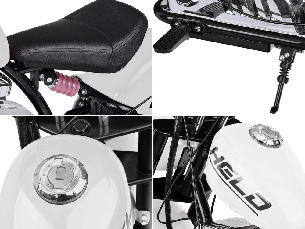 Vienvietis elektrinis motociklas vaikams iki 80 kg, baltas