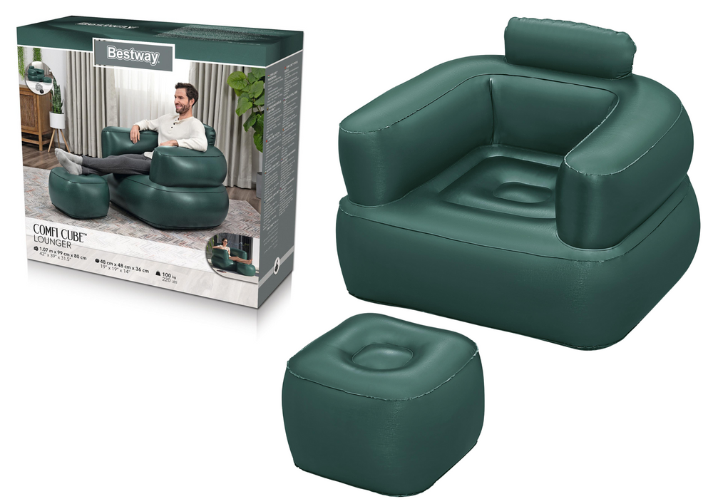 Pripučiamas fotelis, tamsiai žalias, Bestway 75137