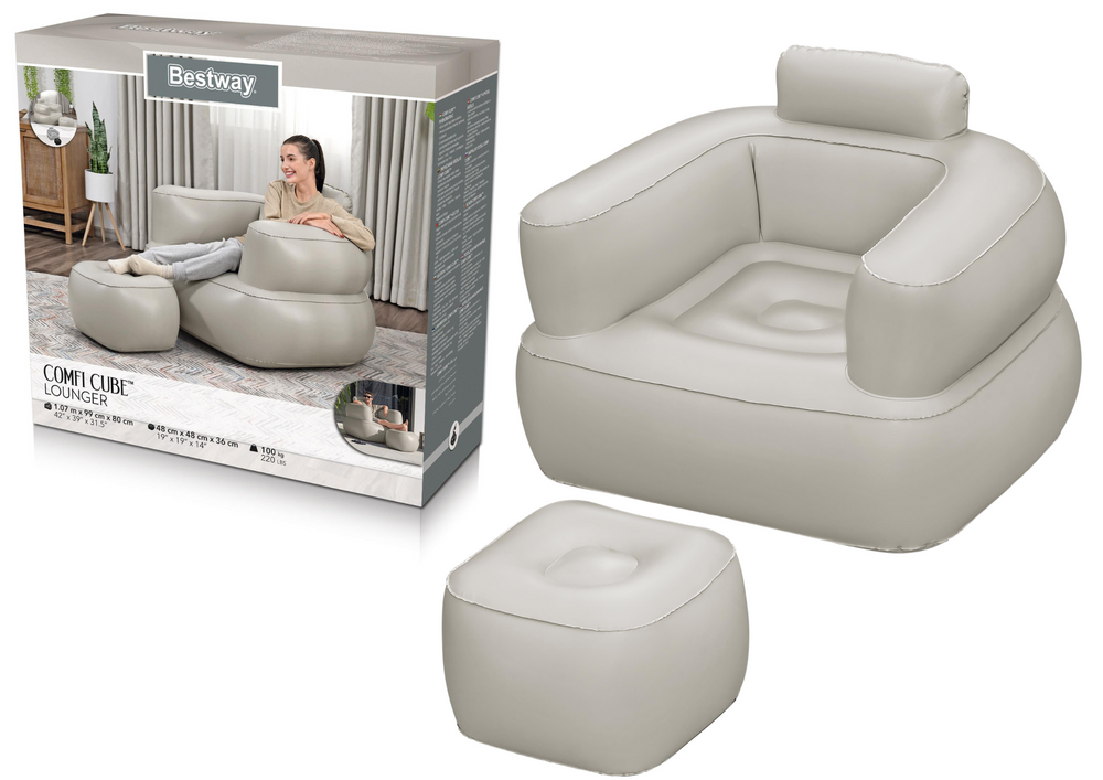 Pripučiamas fotelis, pilkas, Bestway 75137