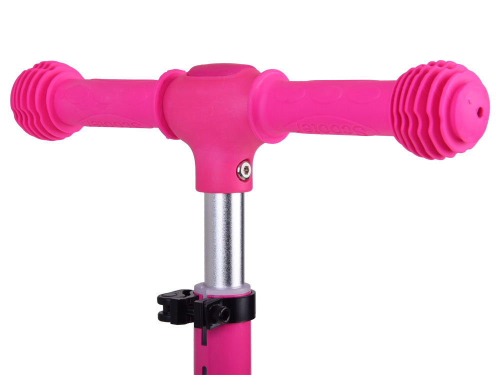 Vaikiškas triratis paspirtukas su LED apšvietimu ir muzika, rožinis