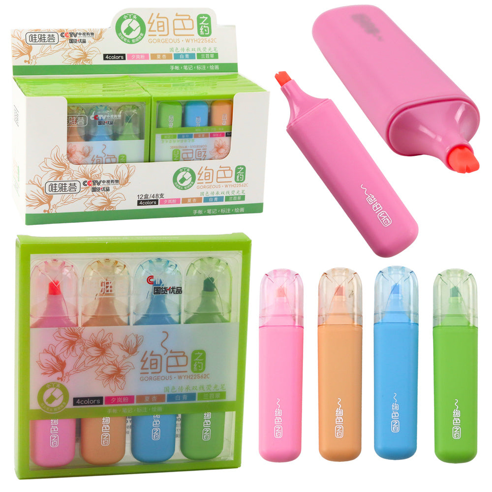 Dvigubo galiuko spalvotų žymeklių rinkinys 4 vnt.