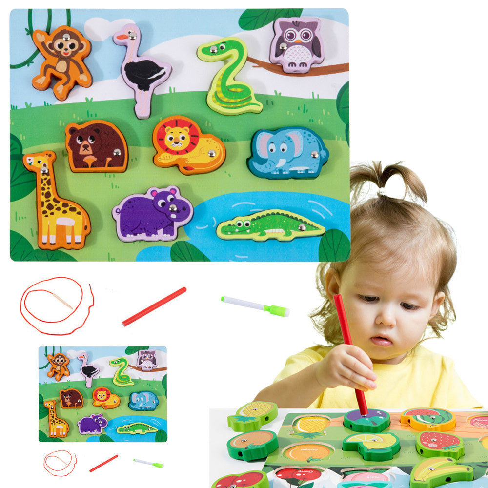 Medinė dėlionė su magnetais vaikams „Safario gyvūnai“