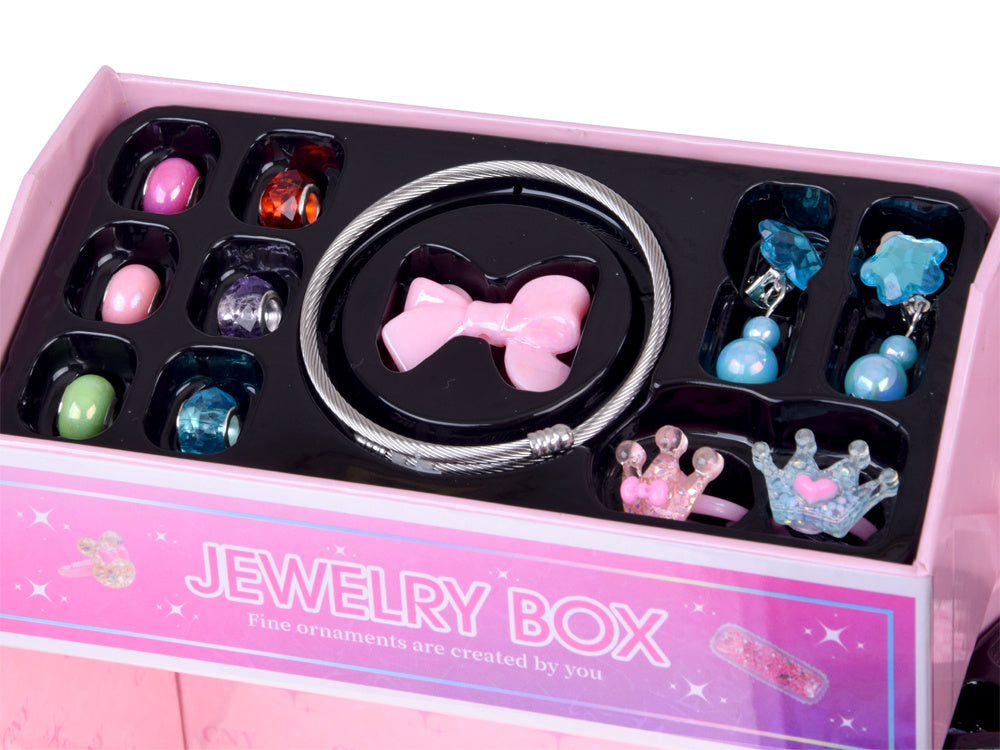 Sulankstoma papuošalų dėžutė su karoliukais ir plaukų aksesuarais