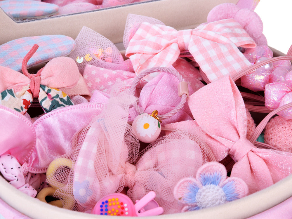 Žavinga papuošalų dėžutė su veidrodėliu ir plaukų aksesuarais