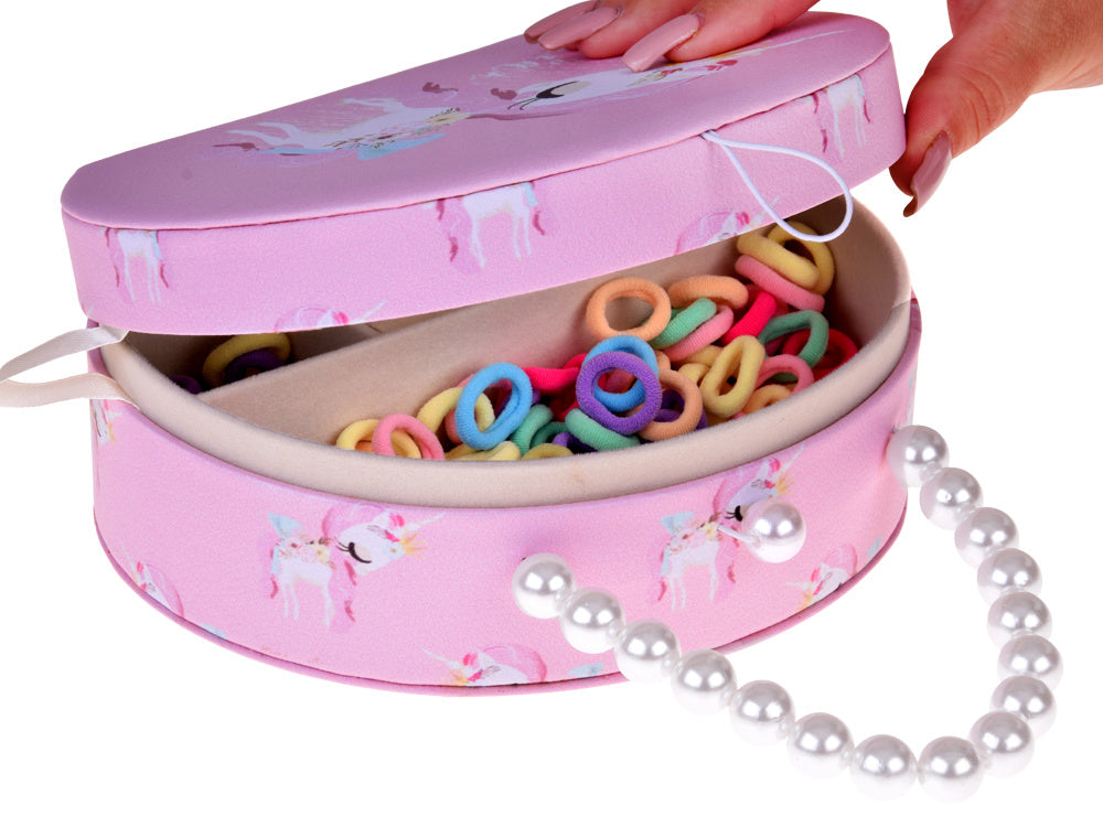 Žavinga papuošalų dėžutė su veidrodėliu ir plaukų aksesuarais