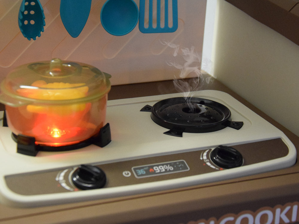 Interaktyvi virtuvė vaikams su garso ir šviesos efektais, mėlynas