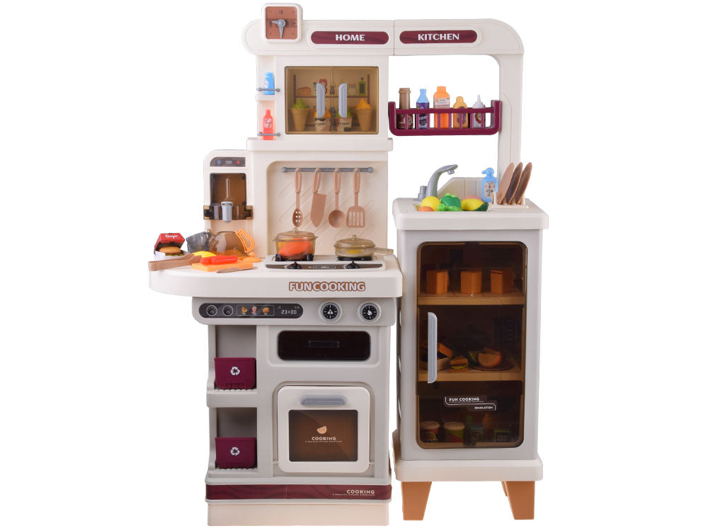 Interaktyvi virtuvė vaikams su garso ir šviesos efektais, smėlio spalvos