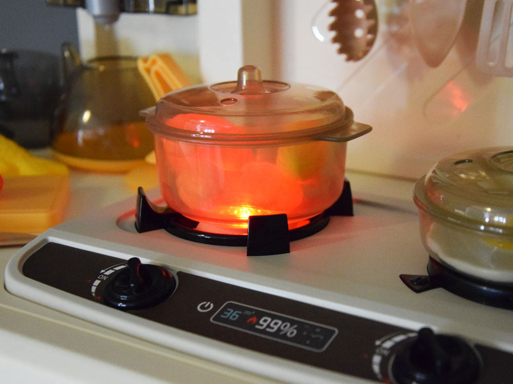 Interaktyvi virtuvė vaikams su garso ir šviesos efektais, smėlio spalvos