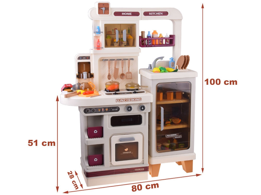 Interaktyvi virtuvė vaikams su garso ir šviesos efektais, smėlio spalvos