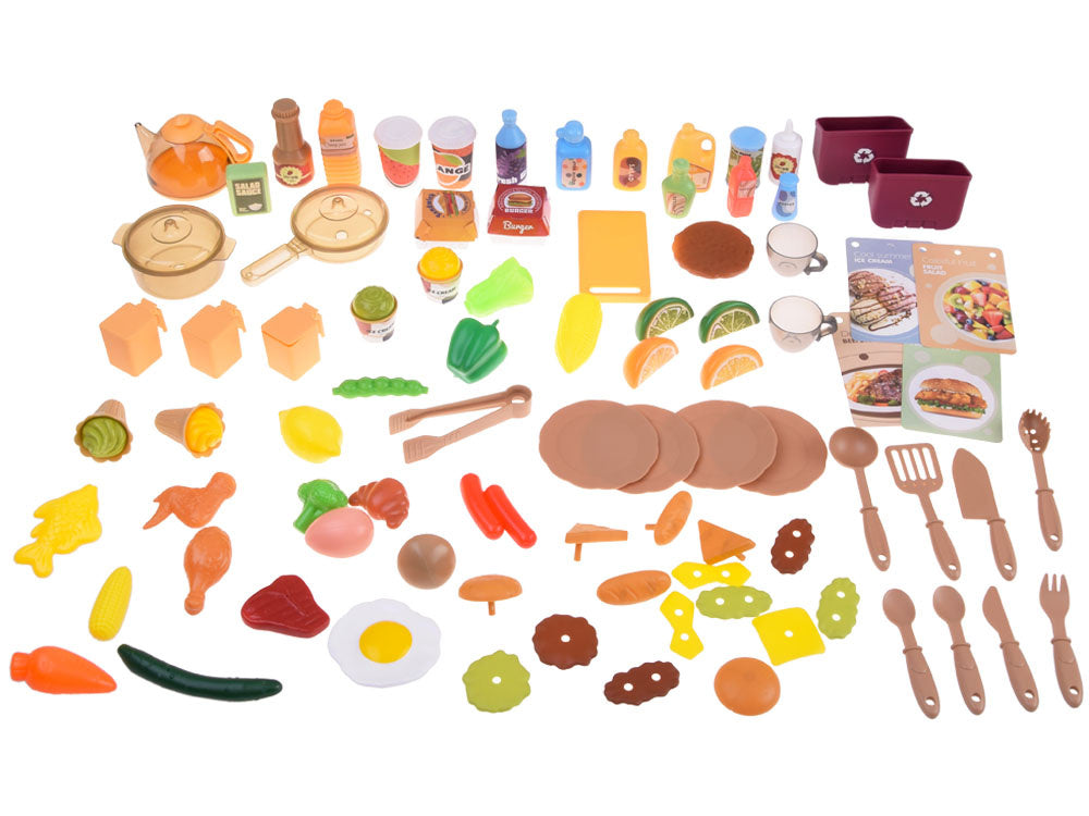 Interaktyvi virtuvė vaikams su garso ir šviesos efektais, smėlio spalvos