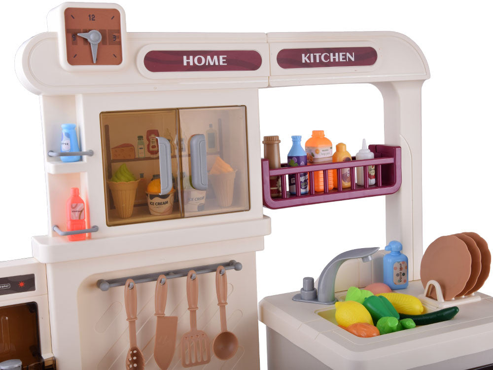 Interaktyvi virtuvė vaikams su garso ir šviesos efektais, smėlio spalvos