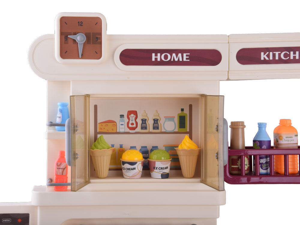 Interaktyvi virtuvė vaikams su garso ir šviesos efektais, smėlio spalvos