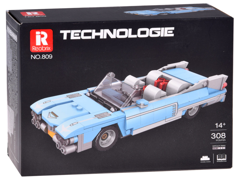 Sportinio automobilio konstruktoriaus rinkinys vaikams “ BLUE CONVERTIBLE” 308 el.