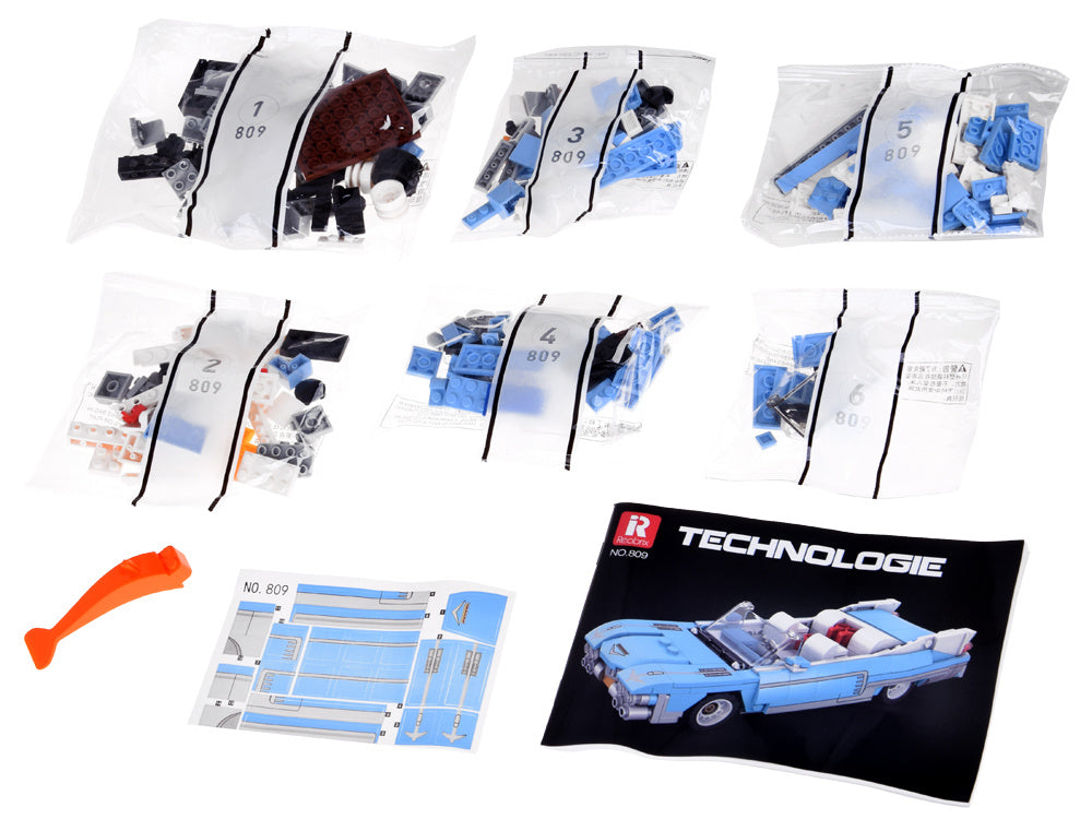 Sportinio automobilio konstruktoriaus rinkinys vaikams “ BLUE CONVERTIBLE” 308 el.