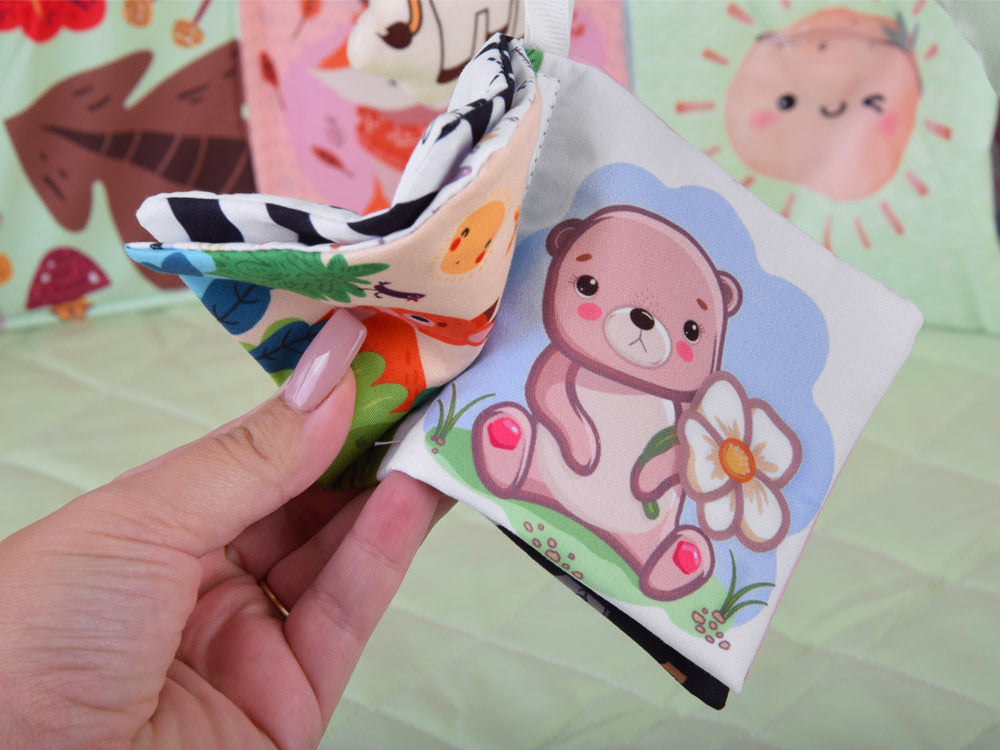 Edukacinis žaidimų kilimėlis su arka ir kontrastine knygele