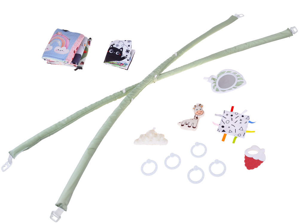 Edukacinis žaidimų kilimėlis su arka ir kontrastine knygele