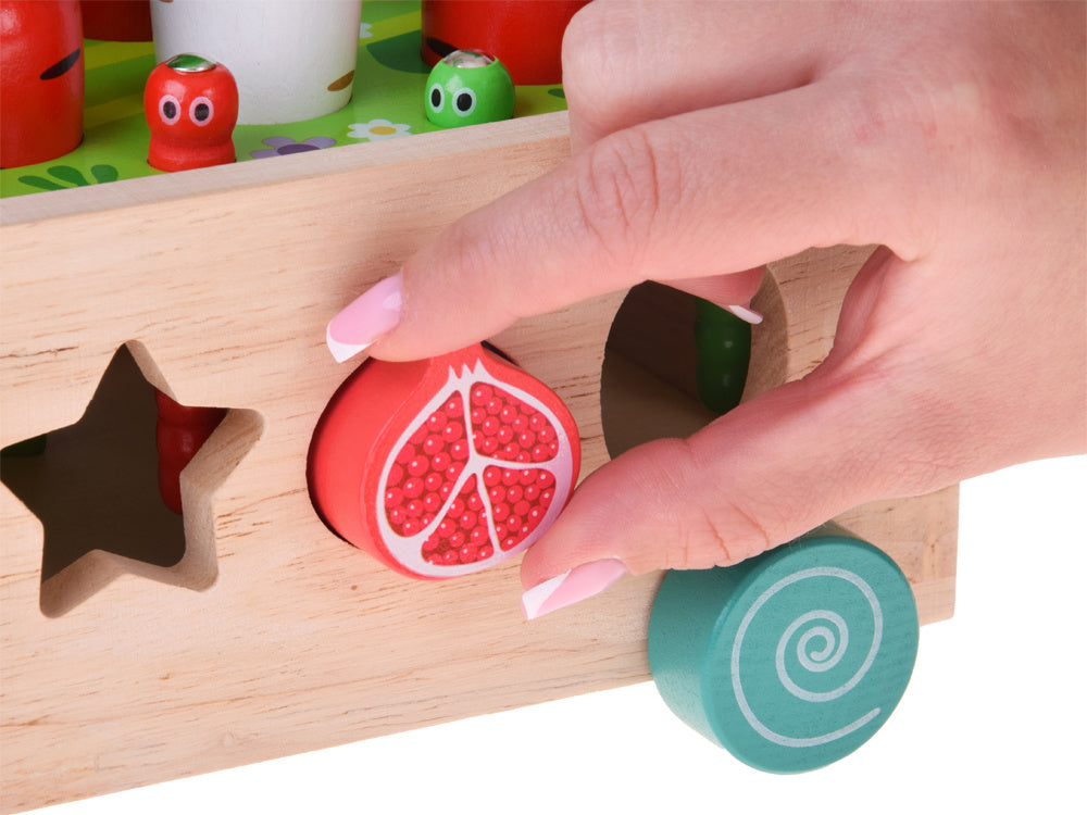 Montessori medinis vežimėlis rūšiuoklis su priedais