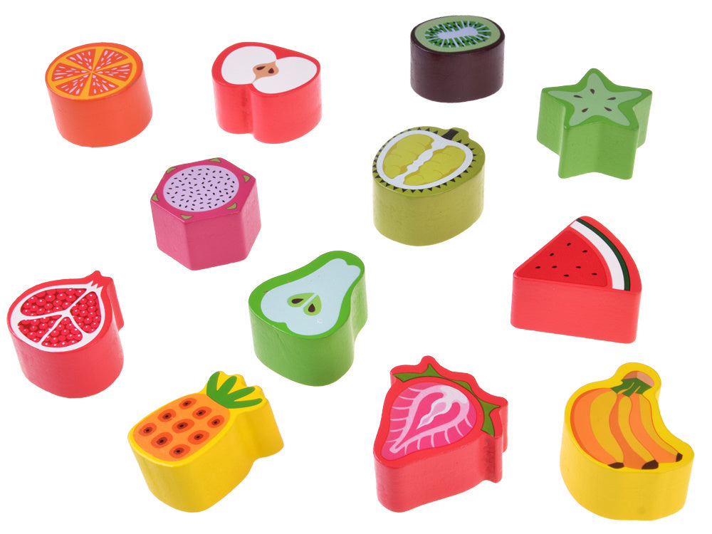 Montessori medinis vežimėlis rūšiuoklis su priedais