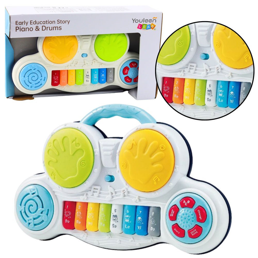 Interaktyvus mokomasis pianinas su gyvūnų garsais ir būgnais