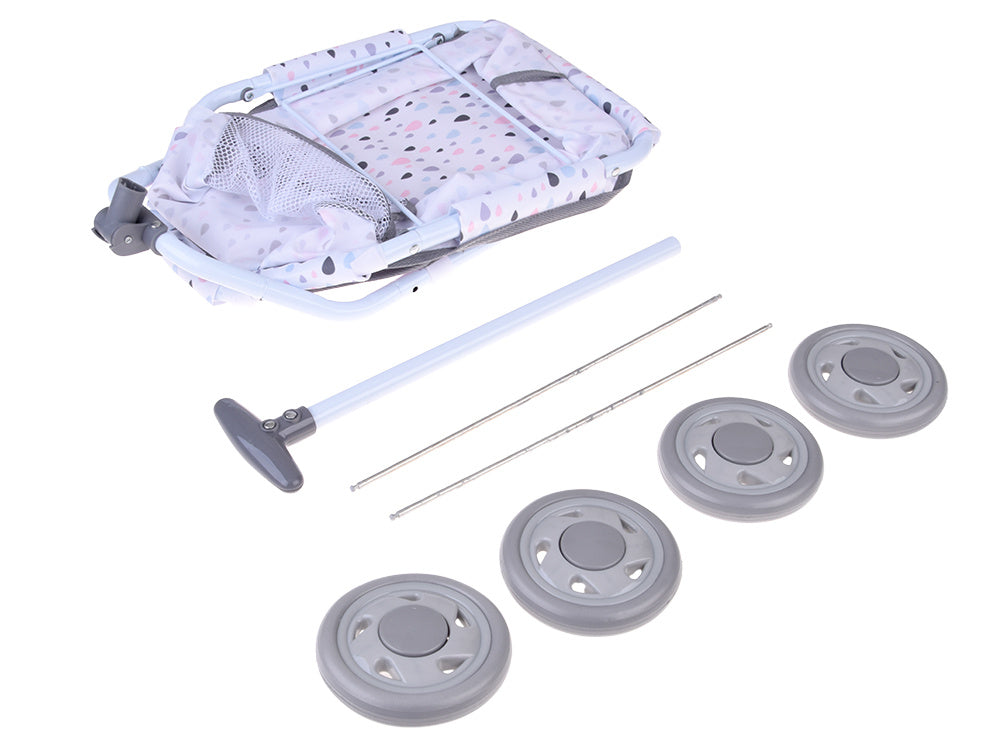 Žaislinis vežimėlis su rankena lėlei