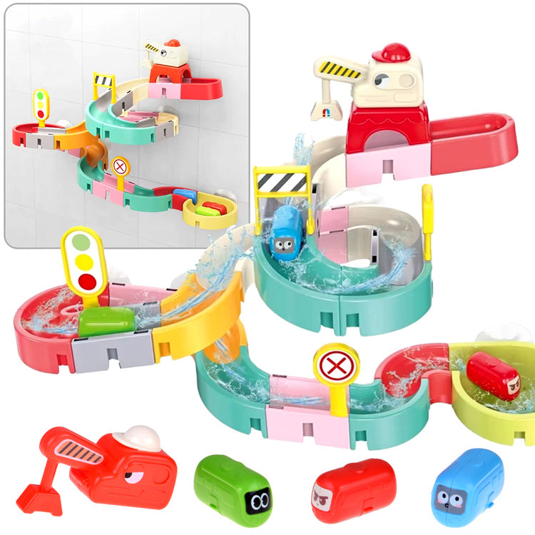 Vonios žaislų trasos rinkinys vandens automobiliukams 37 vnt.