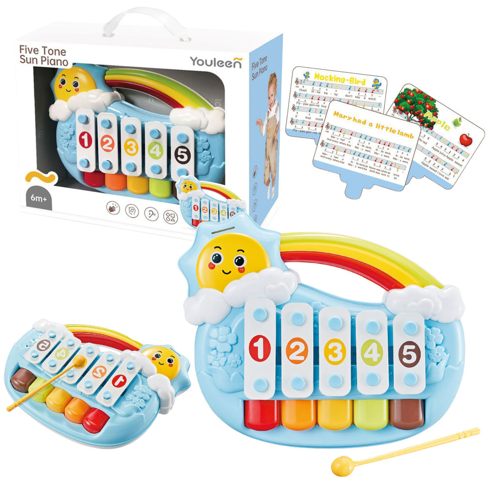 Mokomasis penkių tonų pianinas „Sunshine Blue“