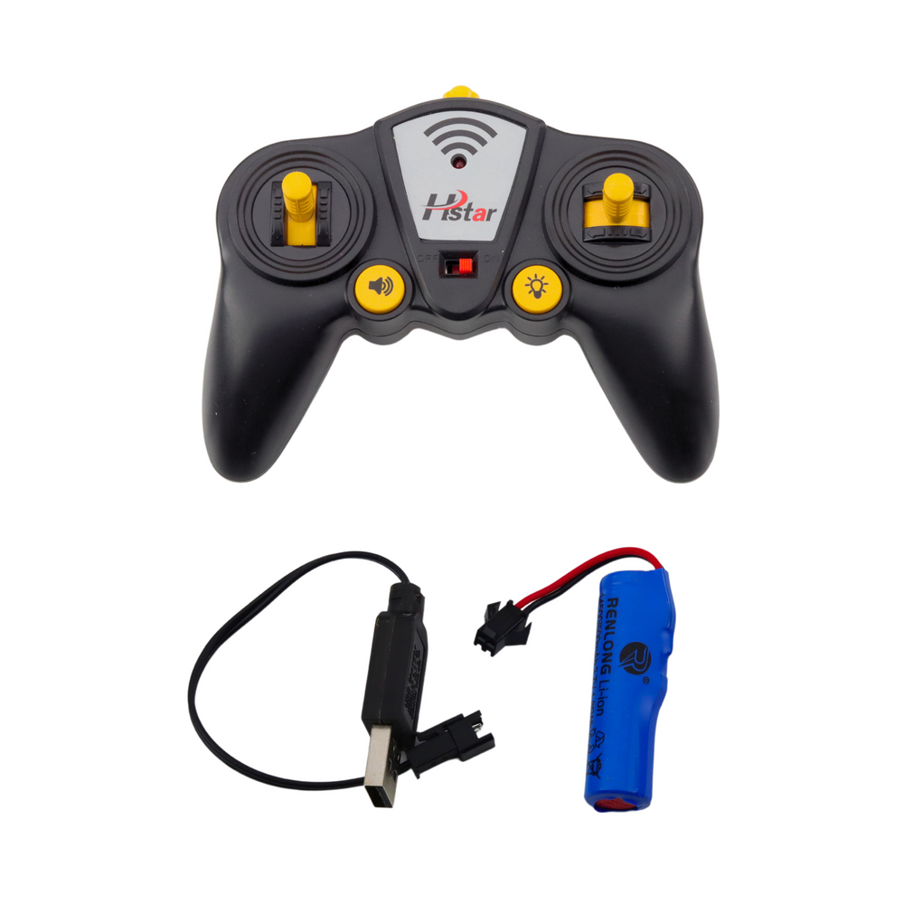 Nuotoliniu būdu valdomas vilkikas su priekaba ir sportiniu automobiliu 1:16, raudonas