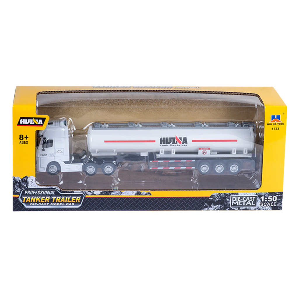 Metalinis autocisternos sunkvežimis su judančiomis dalimis, baltas, 1:50