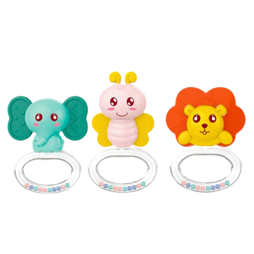 Kramtukų ir barškučių rinkinys vaikams „Gyvūnai“, 6 vnt.