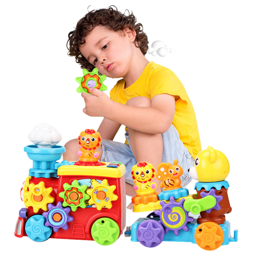 Muzikinis interaktyvus traukinukas vaikams su meškiuku