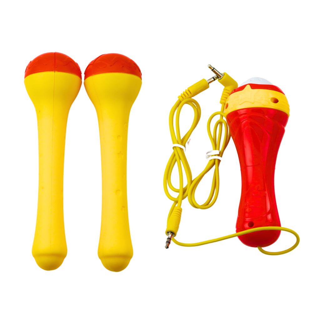 Interaktyvus muzikinis būgnas su mikrofonu vaikams, rožinis