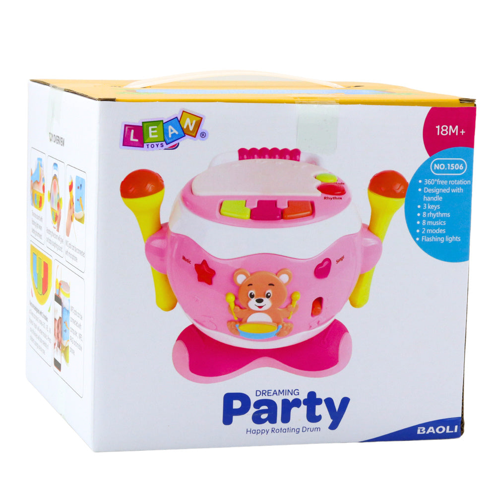Interaktyvus muzikinis būgnas su mikrofonu vaikams, rožinis